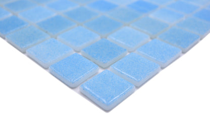 Mediterranean Swimming Pool Light Blue Mix Mosaic Glass Tile