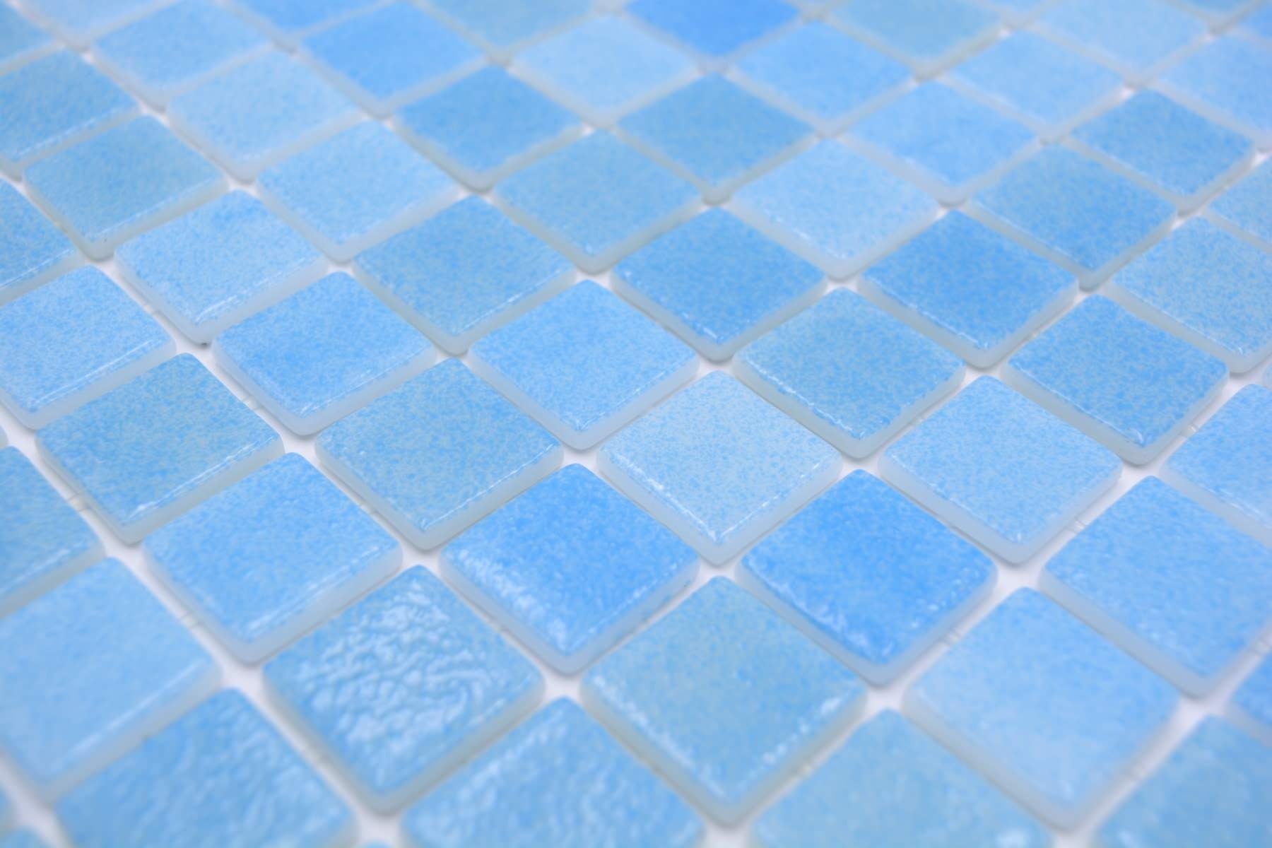 Mediterranean Swimming Pool Light Blue Mix Mosaic Glass Tile - Luxury Tiles UK