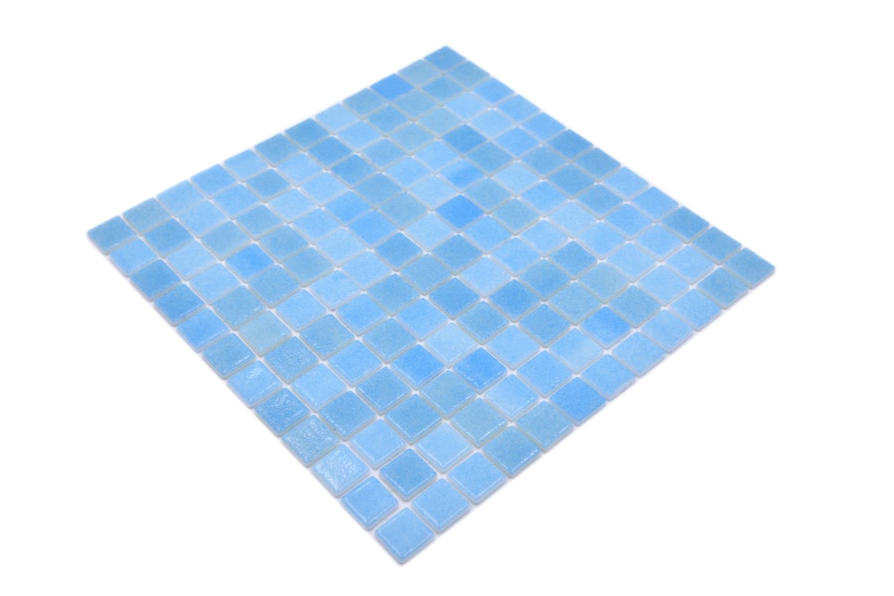 Mediterranean Swimming Pool Light Blue Mix Mosaic Glass Tile - Luxury Tiles UK