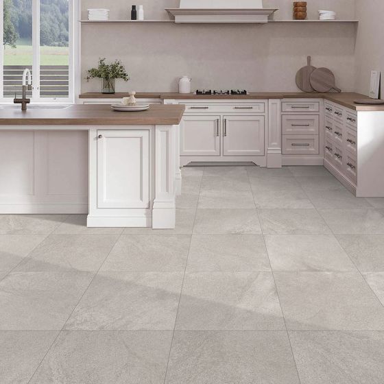 Cuyo Steel Grey Stone Effect Rectified Porcelain Floor Tile - 600mm x 600mm - Luxury Tiles UK