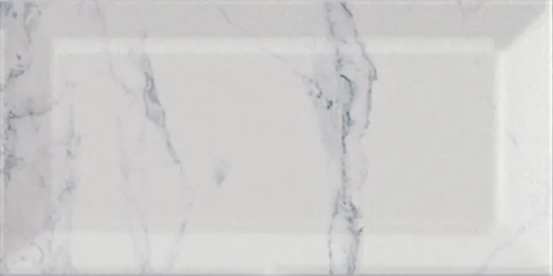 Carrara Marble effect Bevelled Metro 100 x200mmTile - Luxury Tiles UK