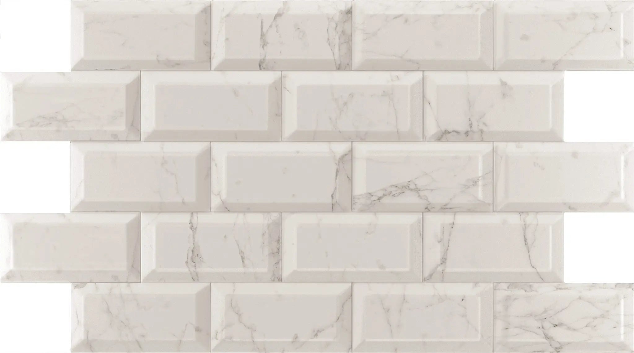 Carrara Marble effect Bevelled Metro 100 x200mmTile - Luxury Tiles UK