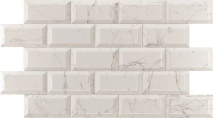 Carrara Marble effect Bevelled Metro 100 x200mmTile