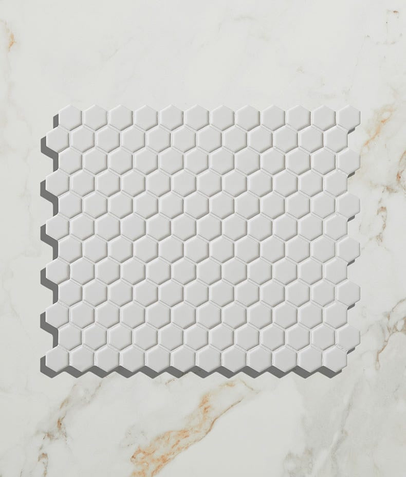 Mono Hex Porcelain Mosaic Blanc - Luxury Tiles UK