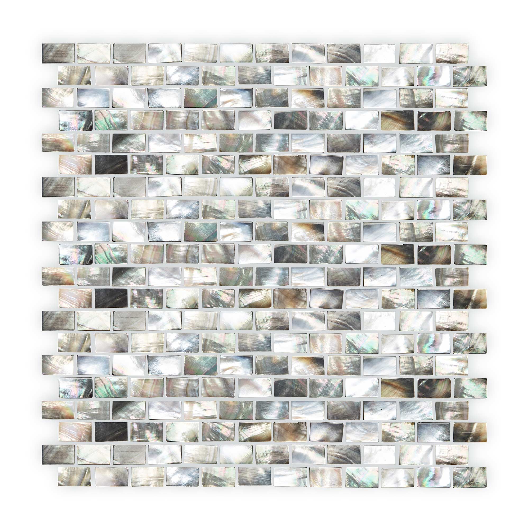 Mother of Pearl Black Rectangle | Brickbond Shell Mosaic - Luxury Tiles UK