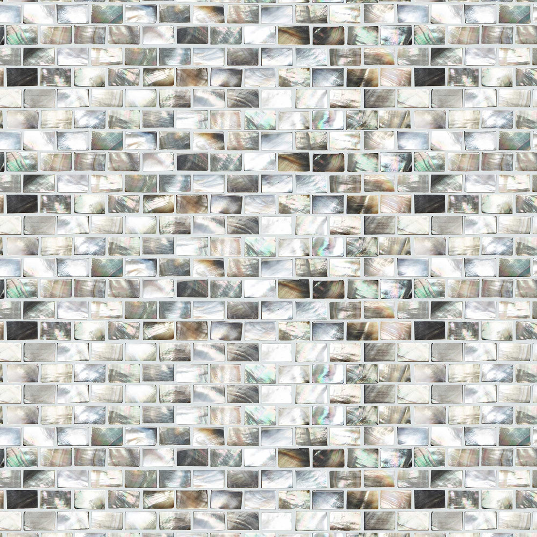 Mother of Pearl Black Rectangle | Brickbond Shell Mosaic - Luxury Tiles UK