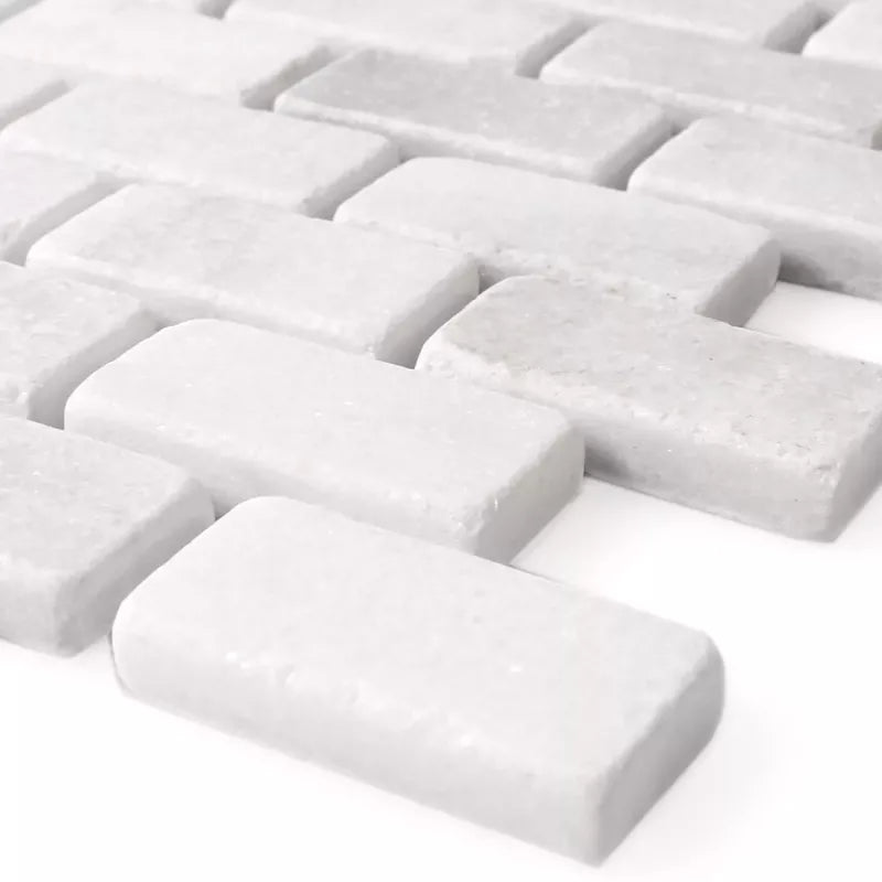 Carrara Marble Honed Brick Mosaic 30x30cm Tile