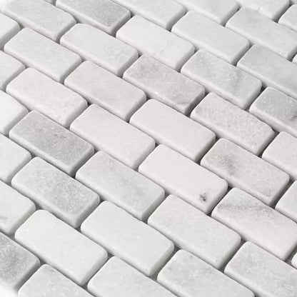 Carrara Marble Honed Brick Mosaic 30x30cm Tile