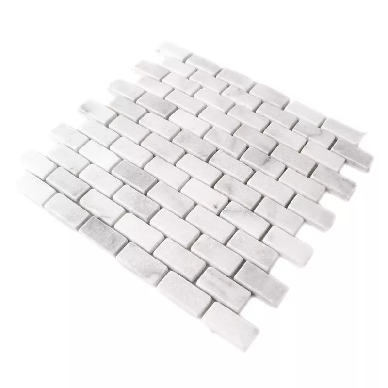 Carrara Marble Honed Brick Mosaic 30x30cm Tile