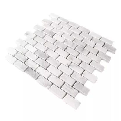 Carrara Marble Honed Brick Mosaic 30x30cm Tile