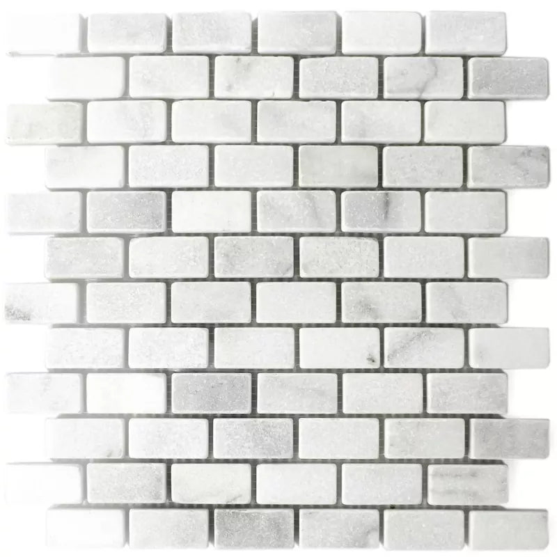 Carrara Marble Honed Brick Mosaic 30x30cm Tile