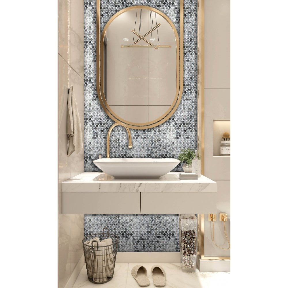 Penny Black Mother of Pearl Mosaic 29x31 cm - Luxury Tiles UK