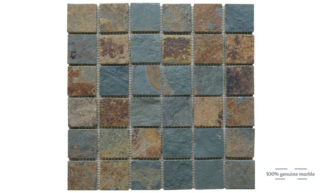 Multi-colour Riven Slate Wall and Floor Tile  30.5cm x 30.5cm Luxury Tiles