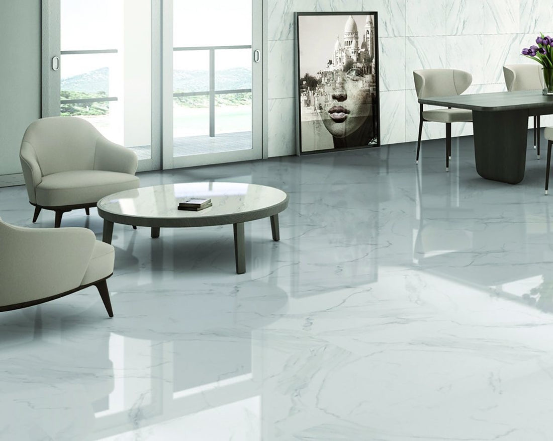 Marble Effect Gloss Ceramic Tile 450x450mm