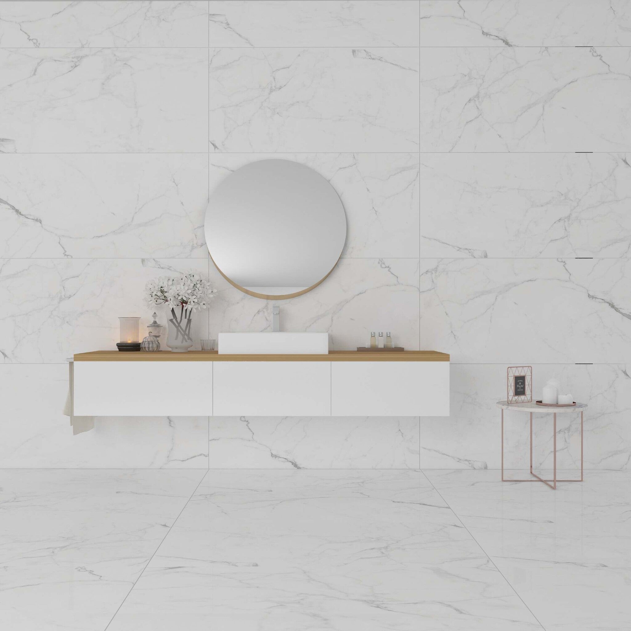 Natural Calacatta Marble Effect Matt Porcelain Floor and Wall Tile - Luxury Tiles UK