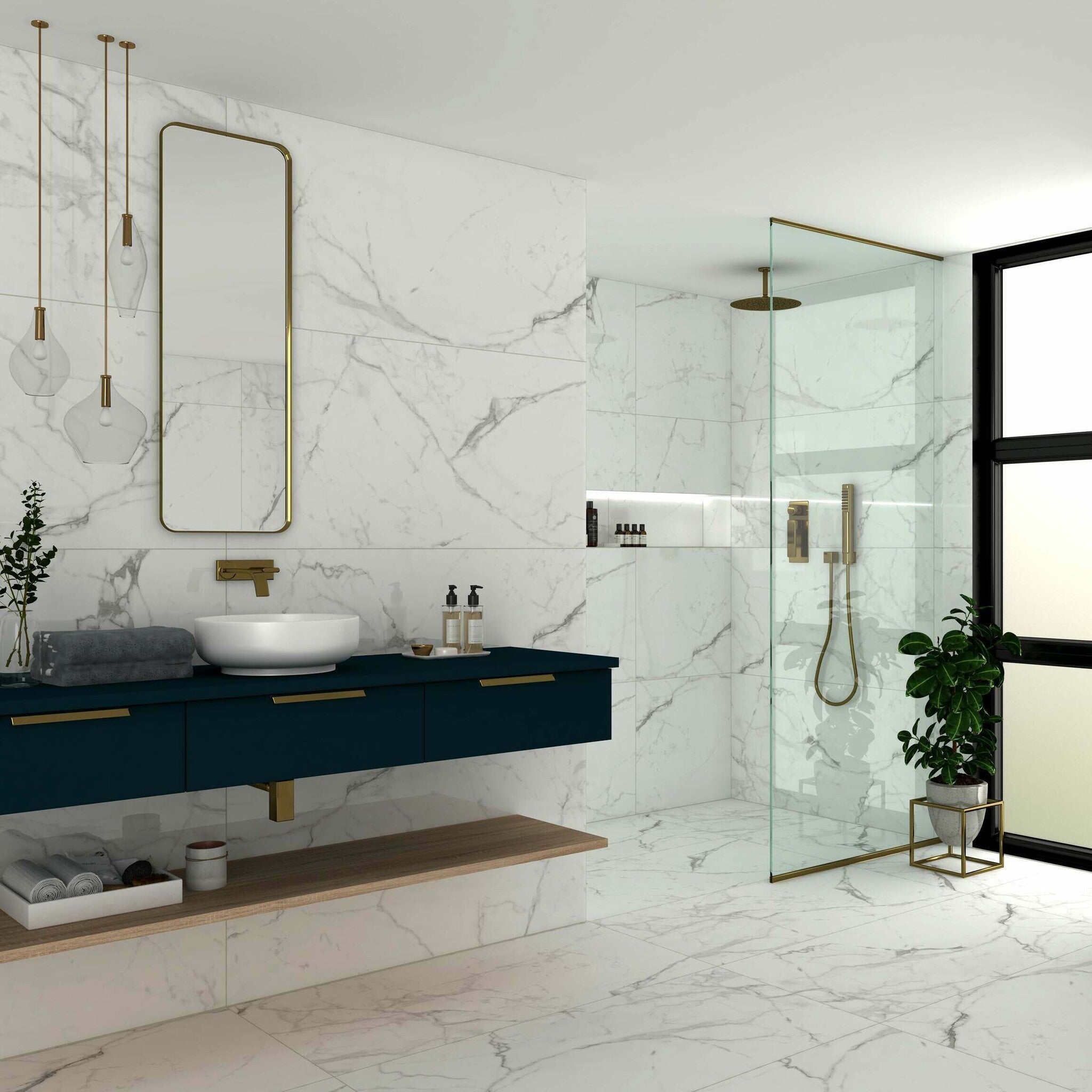 Natural Calacatta Marble Effect Matt Porcelain Floor and Wall Tile - Luxury Tiles UK