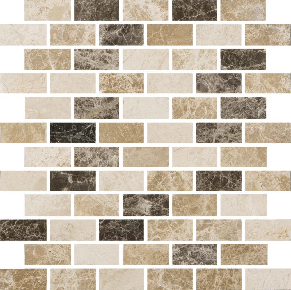 Natural Mosaic Light & Dark Brick Wall Tile 305x305mm - Luxury Tiles UK