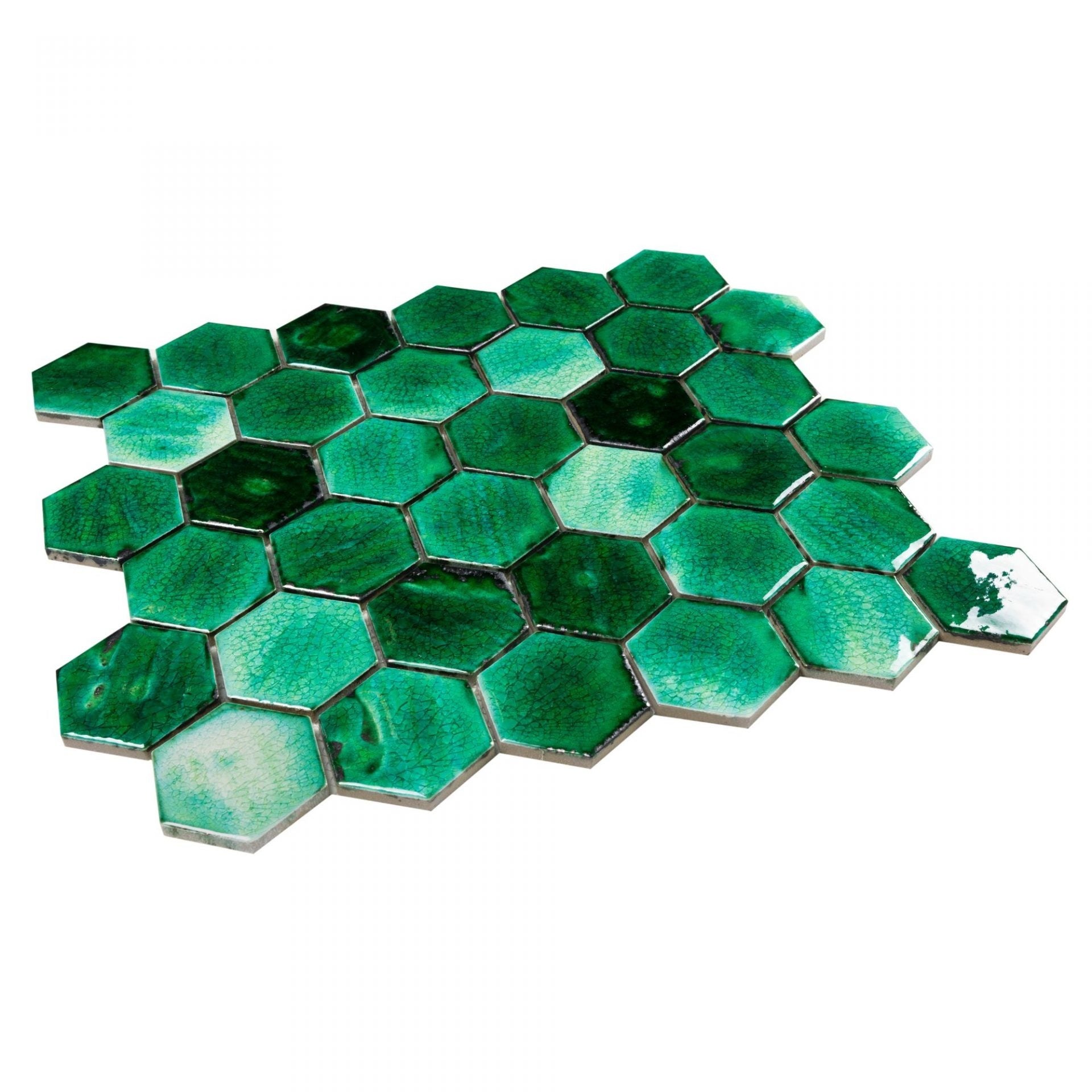 Nemesis Green Hexagon Mosaic Wall & Floor Tile - Luxury Tiles UK