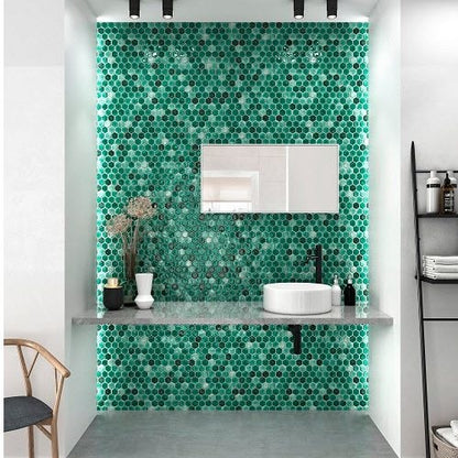 Nemesis Green Hexagon Mosaic Wall &amp; Floor Tile