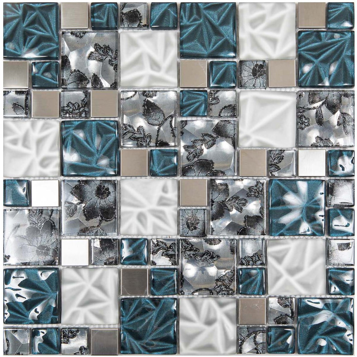 Lux Blue Square Mosaic Tile 30 x 30cm - Luxury Tiles UK