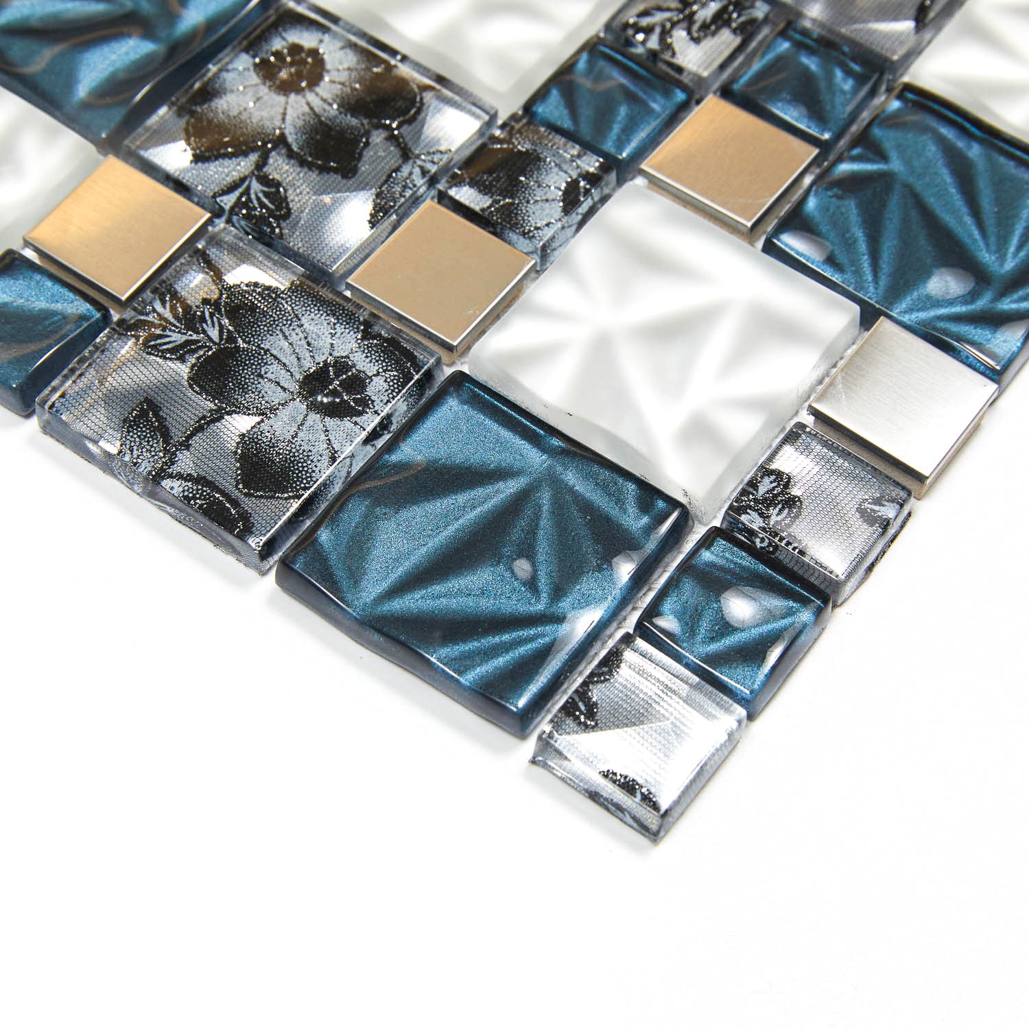 Lux Blue Square Mosaic Tile 30 x 30cm - Luxury Tiles UK