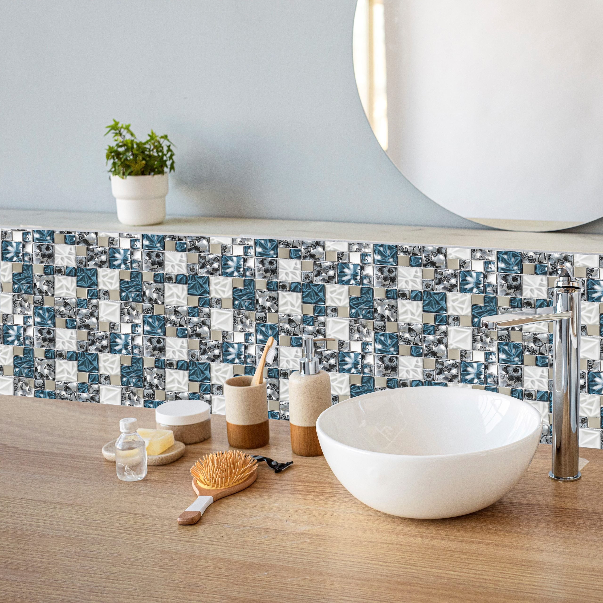 Lux Blue Square Mosaic Tile 30 x 30cm - Luxury Tiles UK