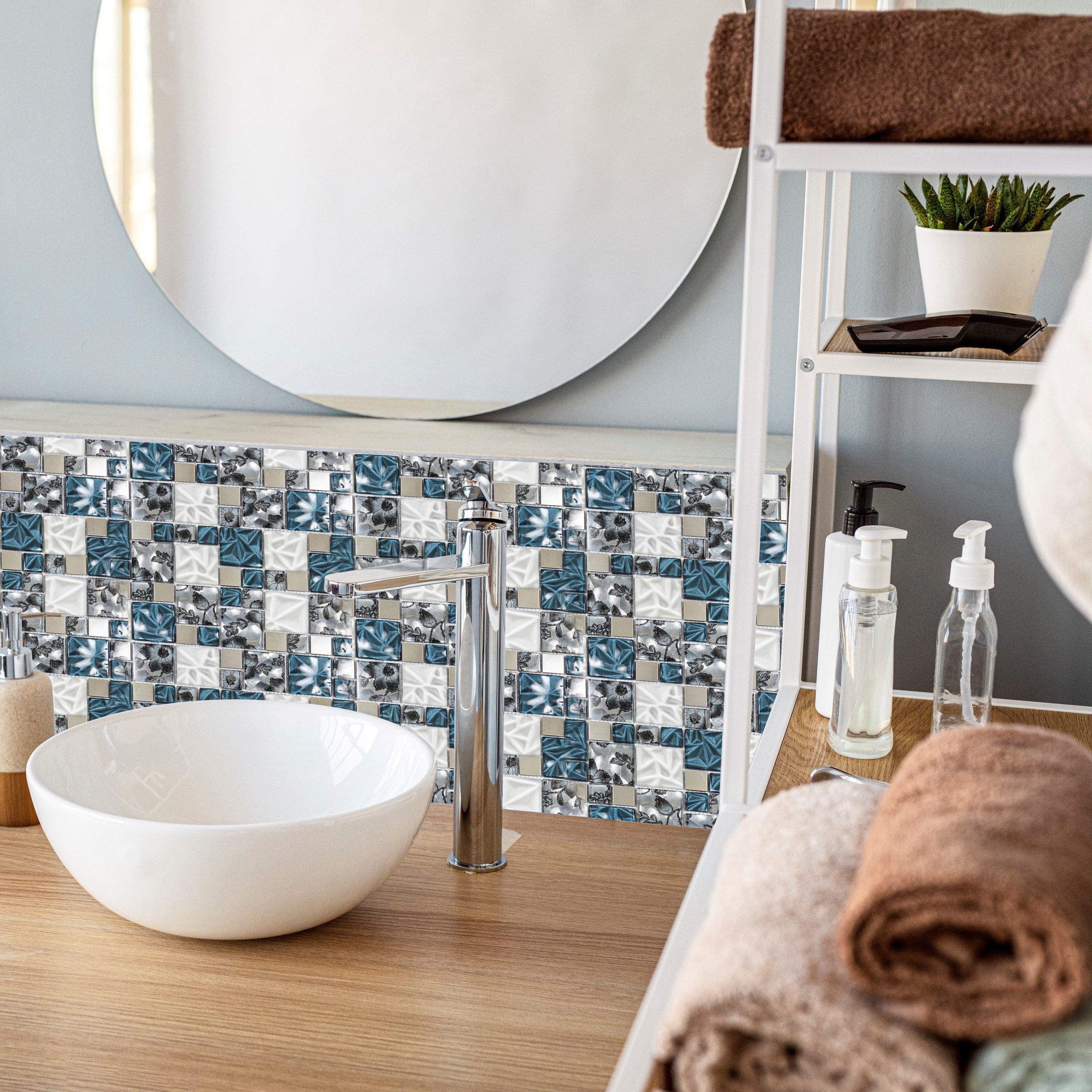 Lux Blue Square Mosaic Tile 30 x 30cm - Luxury Tiles UK