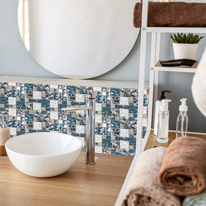 Lux Blue Square Mosaic Tile 30 x 30cm