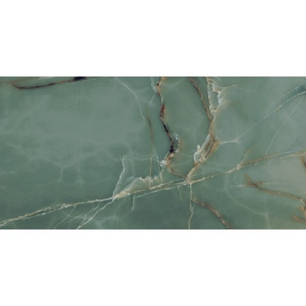 Onyx Green Polished Wall and Floor Tile 600x1200 mm - Luxury Tiles UK