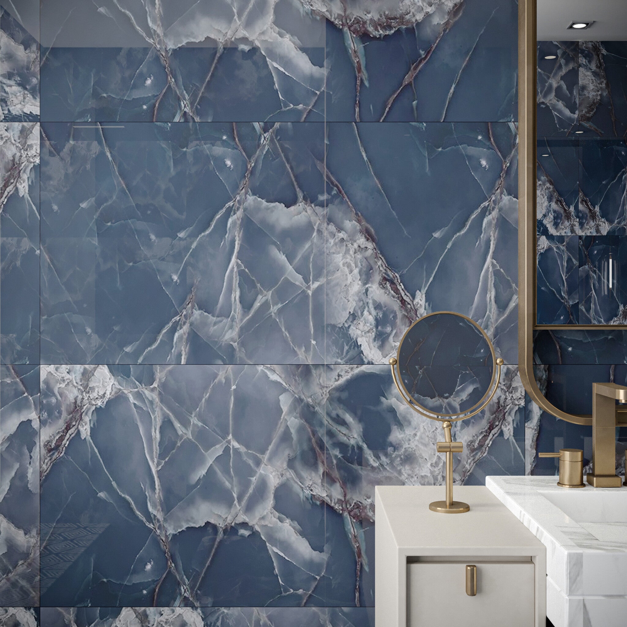 Onyx Indigo Polished Wall and Floor Tile 600x1200 mm  - - Luxury Tiles UK