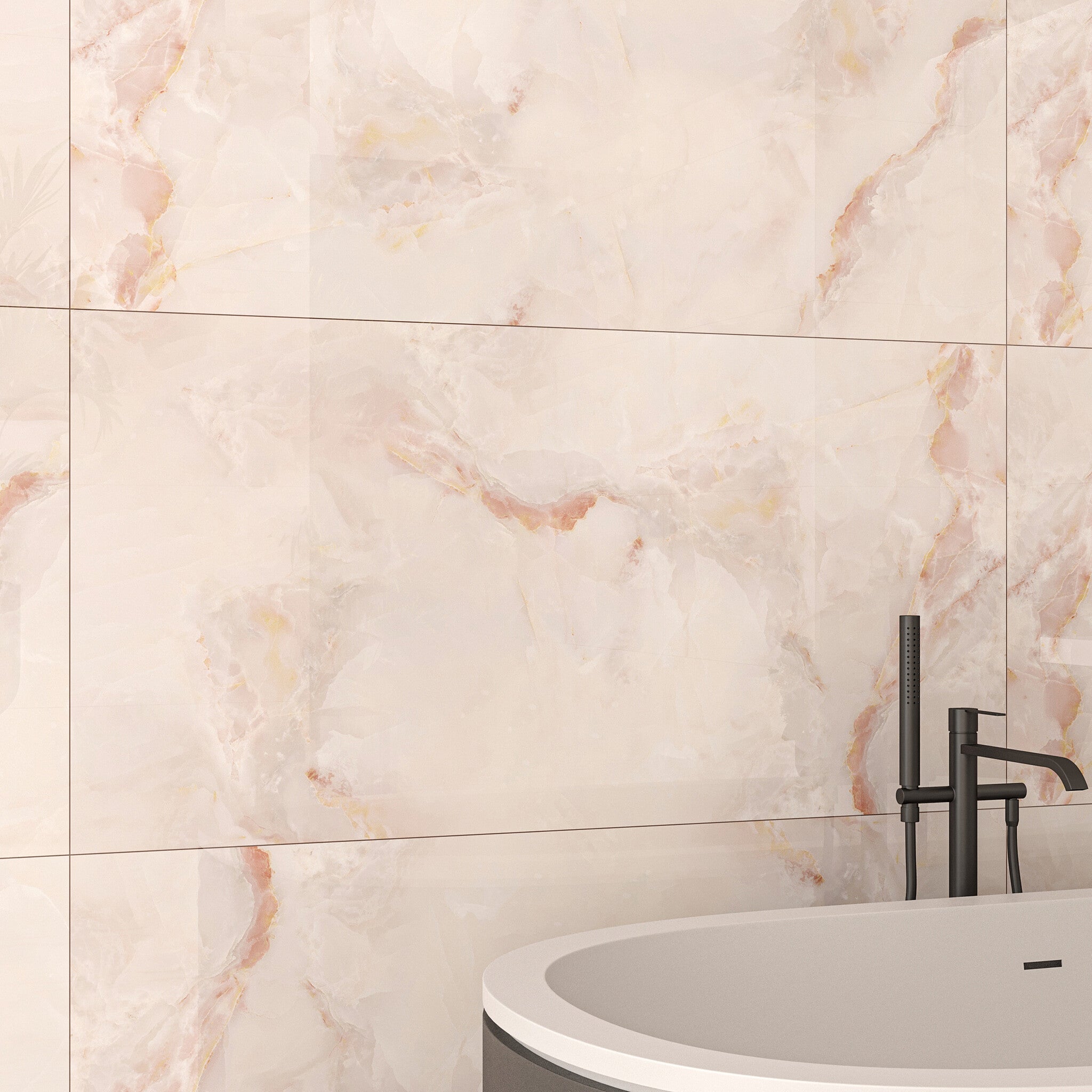 Trento Onyx™ | Pink Polished Porcelain Tile - Luxury Tiles UK