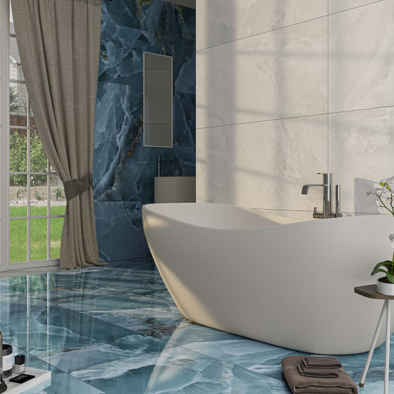 Onyx Sapphire Blue Marble Tile 600x1200 mm - Luxury Tiles UK