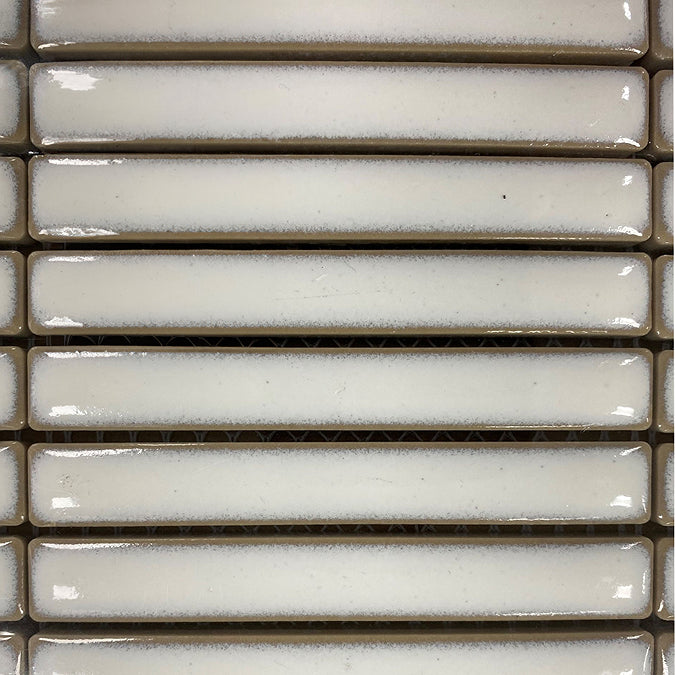 Tokyo Mini Kit-Kat Mosaic Tile Sheet Gloss White with Shaded Edges