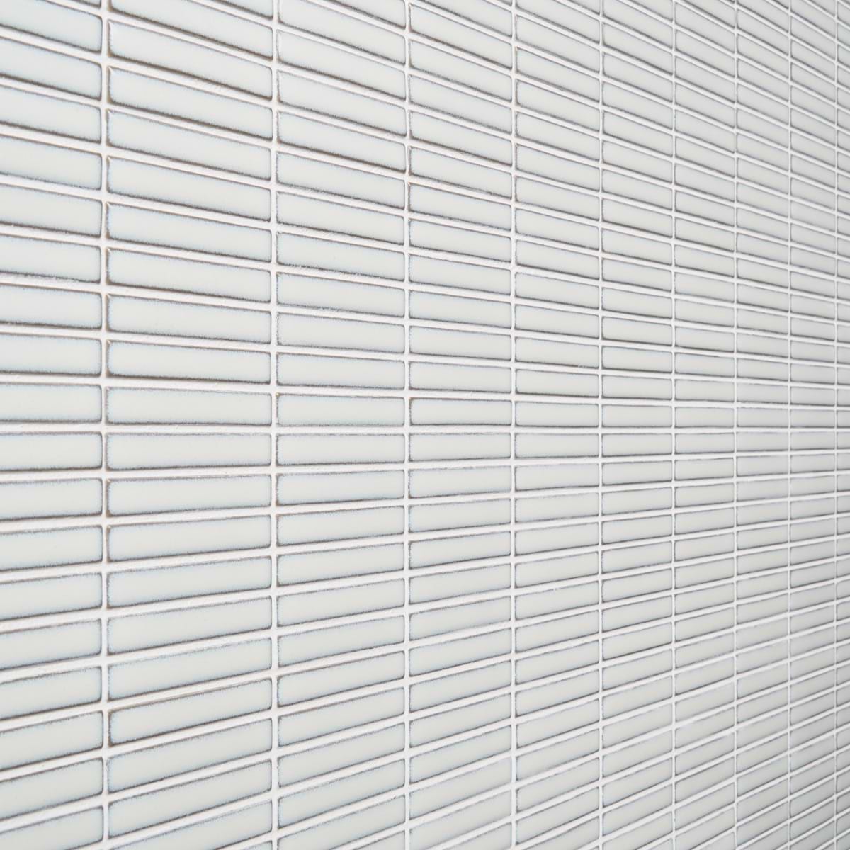 Tokyo Mini Kit-Kat Mosaic Tile Sheet Gloss White with Shaded Edges