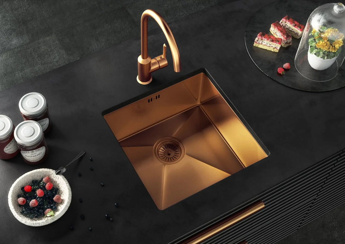 Midas Lalot Copper Undermount Kitchen Stainless sink with waste Luxury Tiles