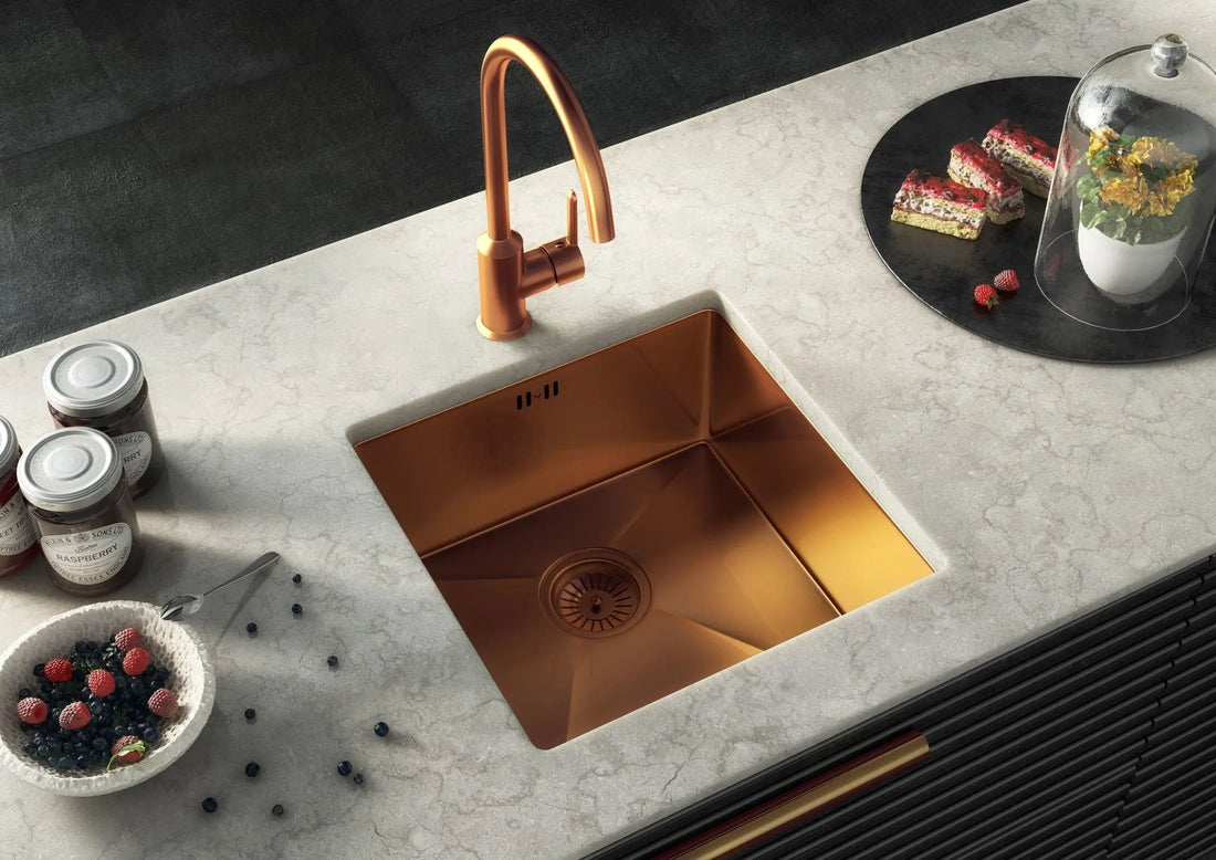 Midas Lalot Copper Undermount Kitchen Stainless sink with waste Luxury Tiles