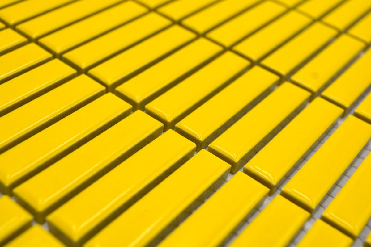 Paintbox Canary Yellow Kit Kat Mosaic Tile - Luxury Tiles UK