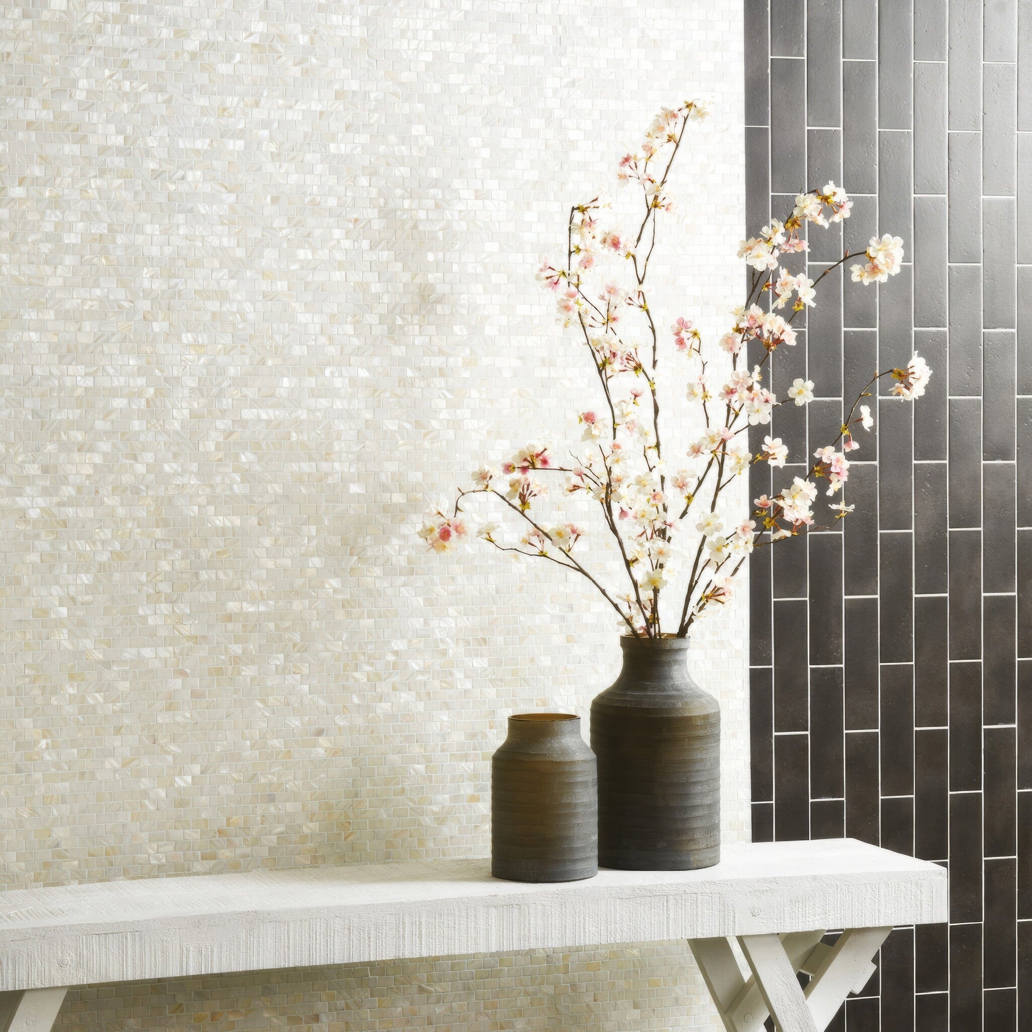 Mother of pearl brickbond mosaic