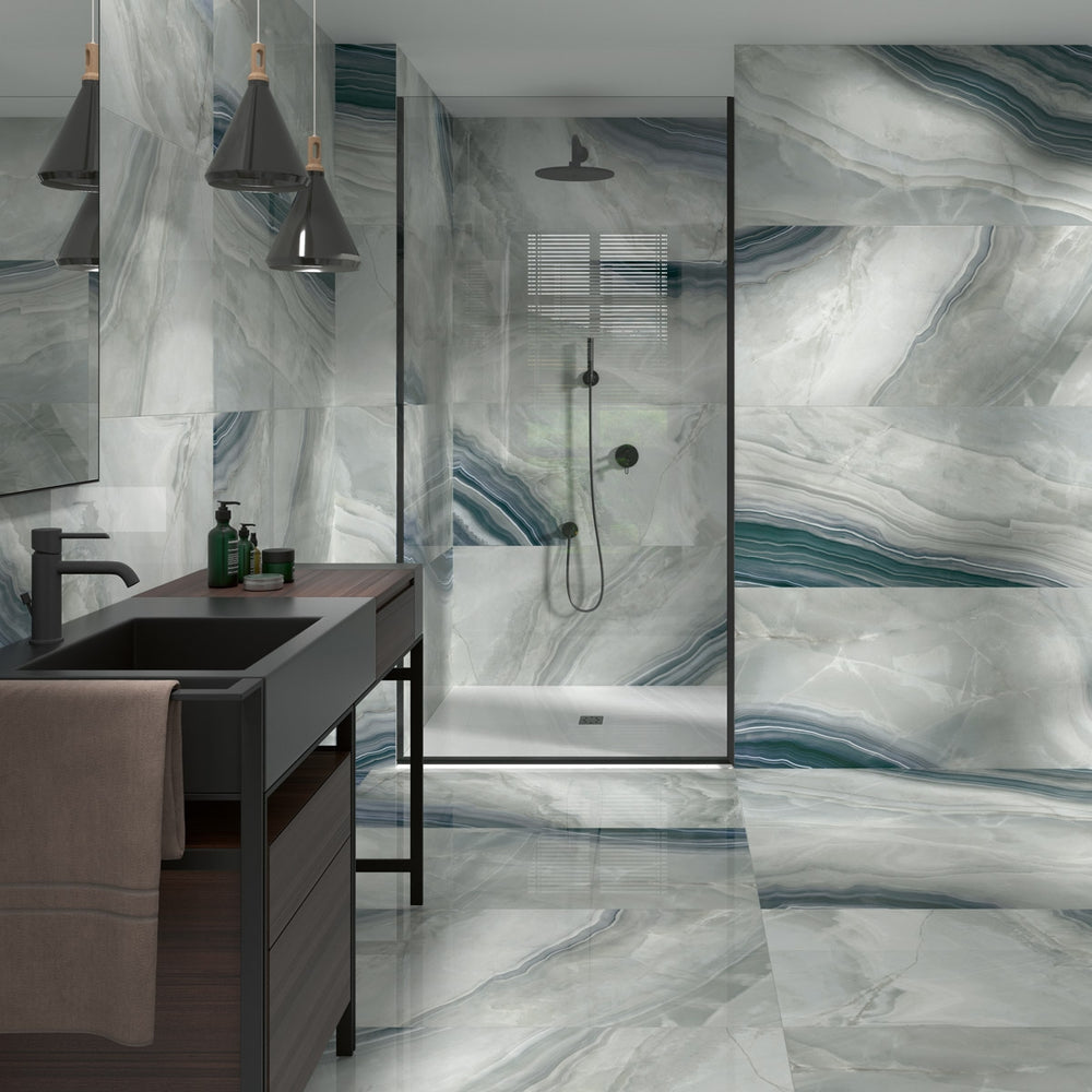 Persian Onyx Polished Rectified Porcelain Wall & Floor Tiles 120x60cm - Luxury Tiles UK