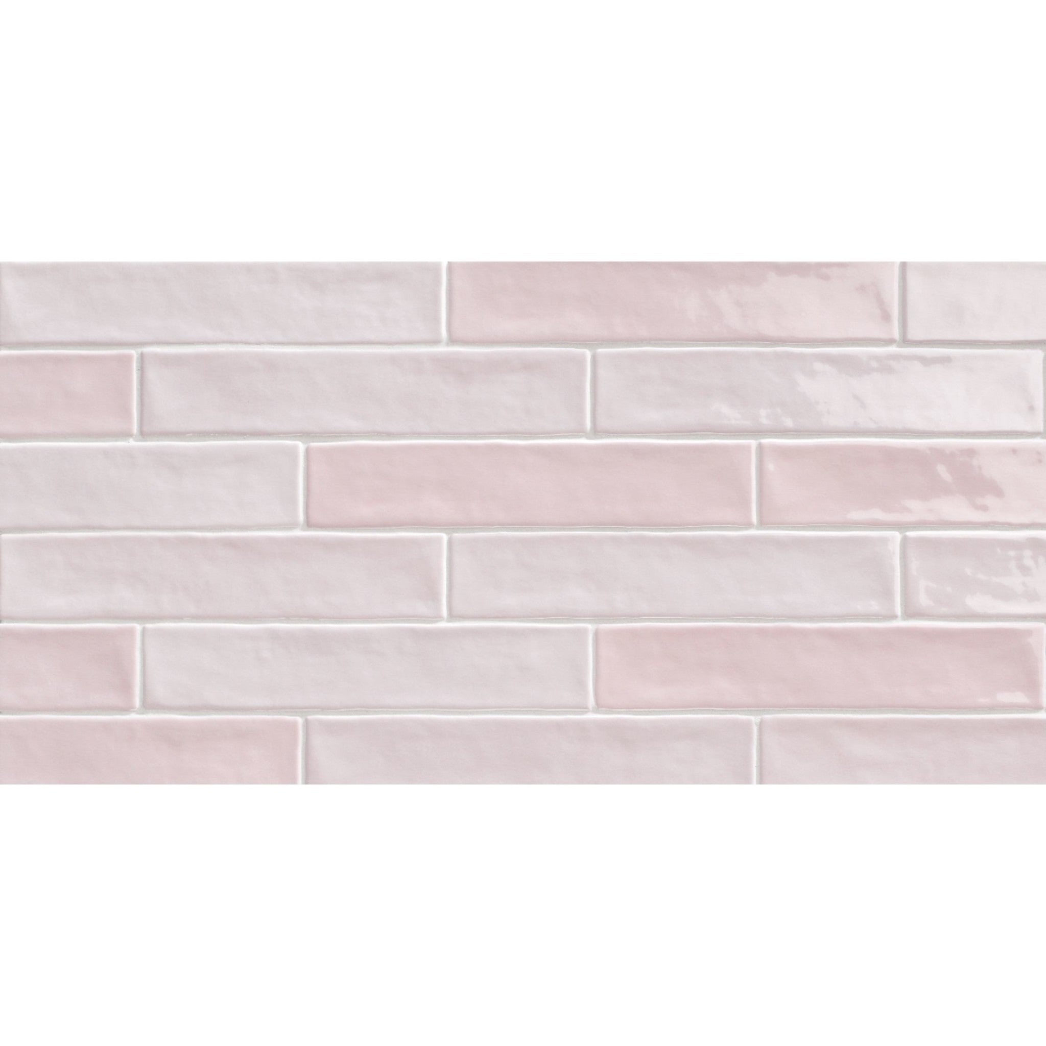 Blush Pink Herringbone Flat Metro Wall Tile - Luxury Tiles UK