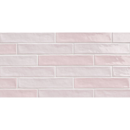 Blush Pink Herringbone Flat Metro Wall Tile