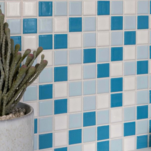 Pixel Sea Light Blue Blend Mosaic Tiles 20x20 - Luxury Tiles UK