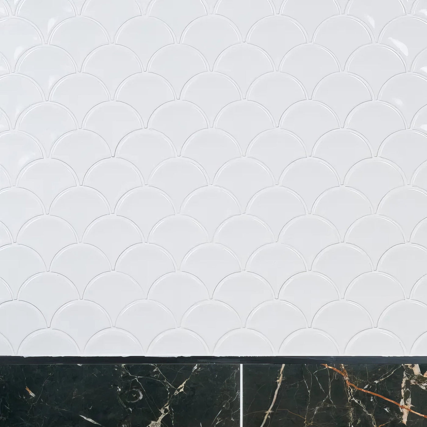 Gelato Milk White Gloss Scallop Mosaic Porcelain Tile