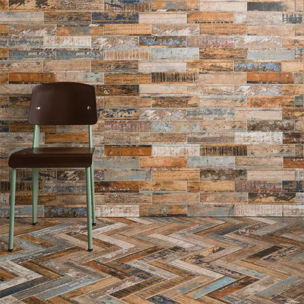 Distressed Wood Effect 600x150 Wall & Floor Tile Verona