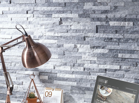 Cloud Grey Slate Tile Split Face Cladding 10x36cm