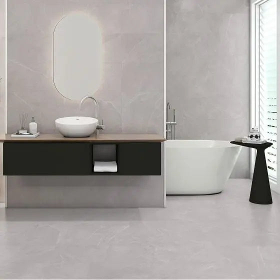 Bayona Grey Stone Effect Rectified Porcelain Floor Tile - 600mm x 600mm Verona
