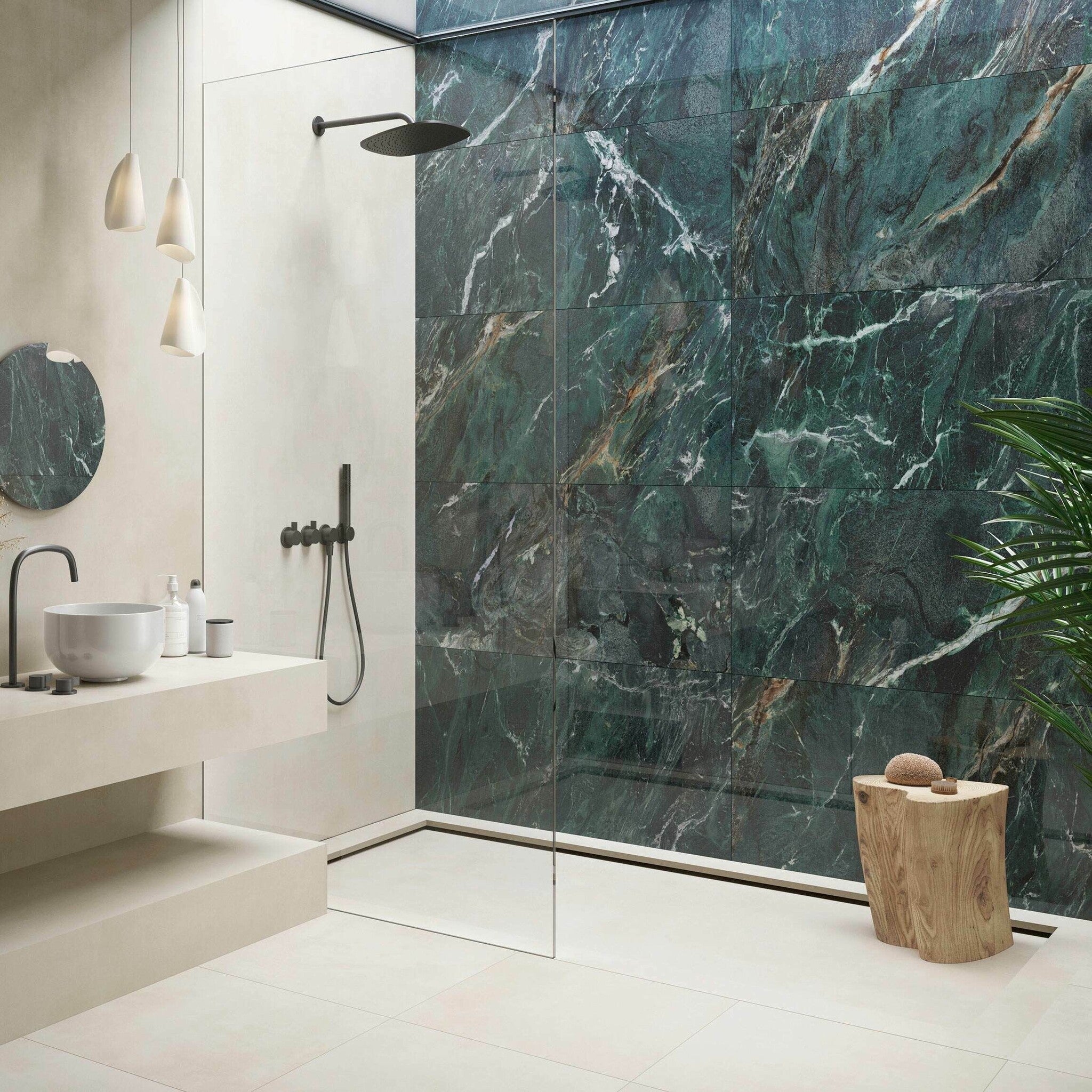 Raven Green Marble Effect Tile 600x1200mm | Luxury Tiles UK