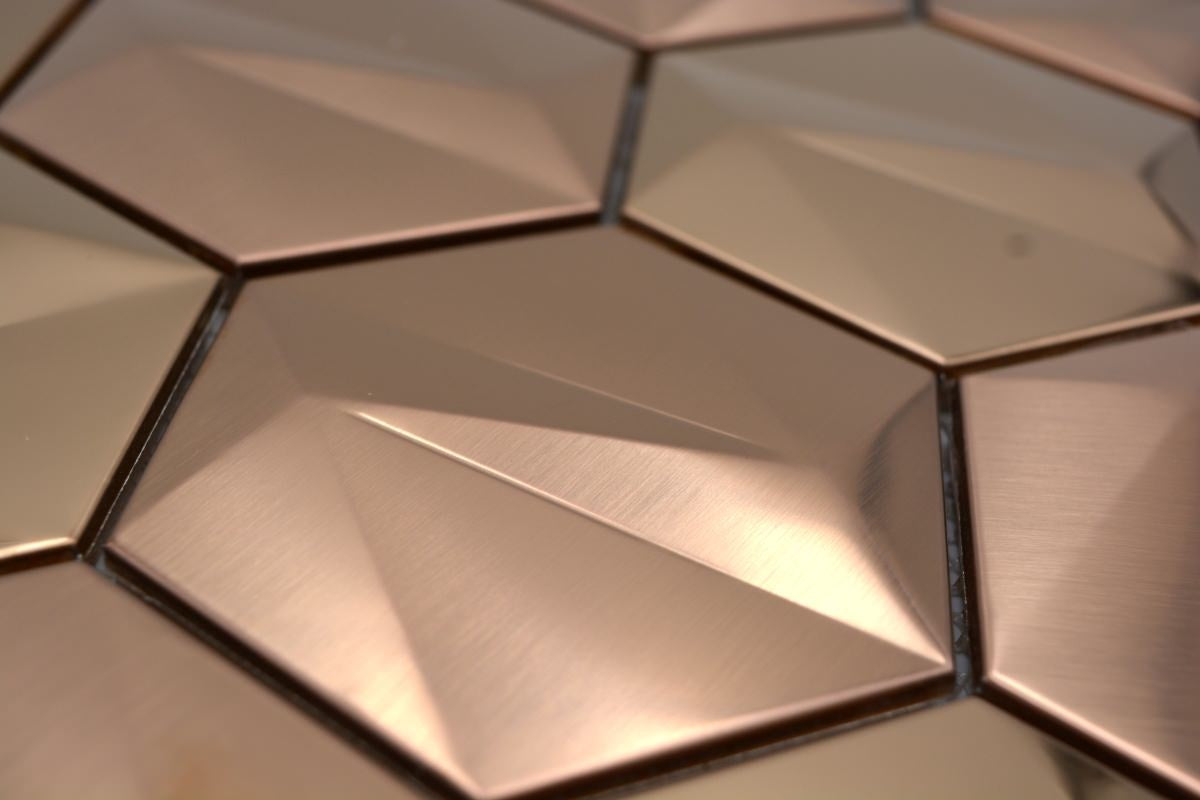 Rose Gold Metal  3D Hexagon Mosaic 25x29 cm - Luxury Tiles UK