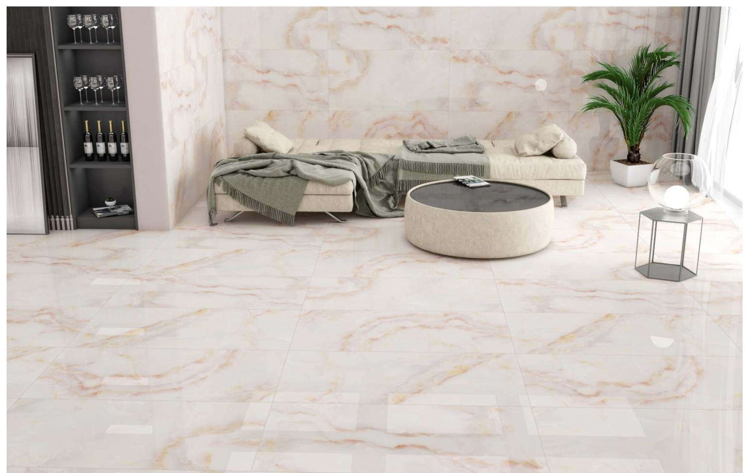 Trento Onyx™ | Pink Polished Porcelain Tile