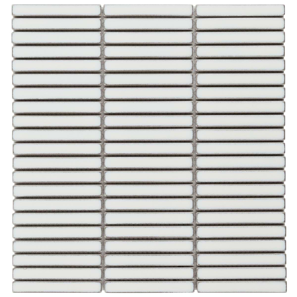 Tokyo Mini Kit-Kat Mosaic Tile Sheet Gloss White with Shaded Edges